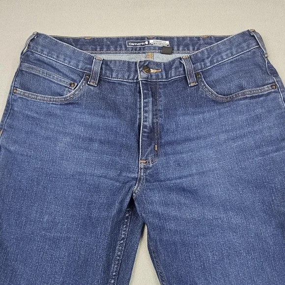 Carhartt Jeans Mens 36x32 Blue Straight Fit Workwear Denim Classic - Picture 3 of 11